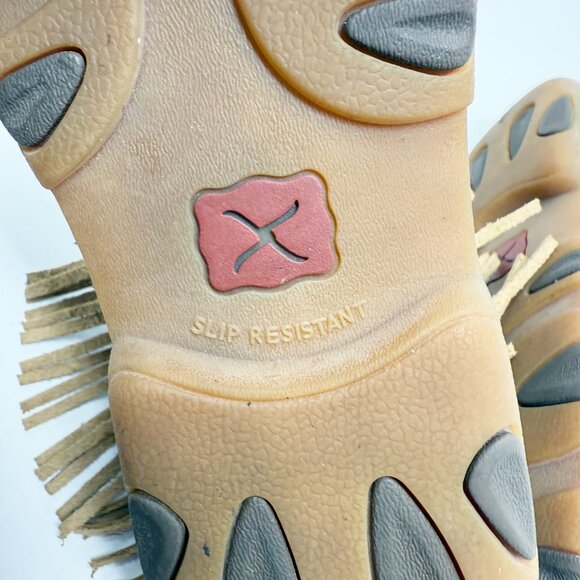 Twisted X Brown Stripe Moccasin Booties with Fringe Women's Size 8.5 EUC Lace Up - Picture 6 of 9